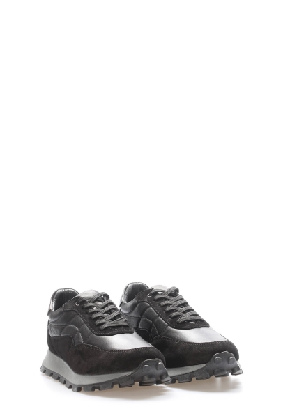 Ayakkabıhane İçi Dışı Hakiki Deri Siyah Erkek Spor Sneaker Ayakkabı AH088551313135