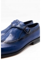 Ayakkabıhane Özel Üretim Kösele Taban Hakiki Deri Mavi El Boyama Erkek Klasik Ayakkabı CEK777 EA003