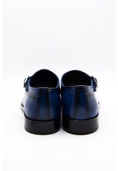 Ayakkabıhane Özel Üretim Kösele Taban Hakiki Deri Mavi El Boyama Erkek Klasik Ayakkabı CEK777 EA003