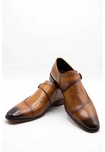 Ayakkabıhane Özel Üretim Kösele Taban Hakiki Deri Taba El Boyama Erkek Klasik Ayakkabı CEK777 EA003