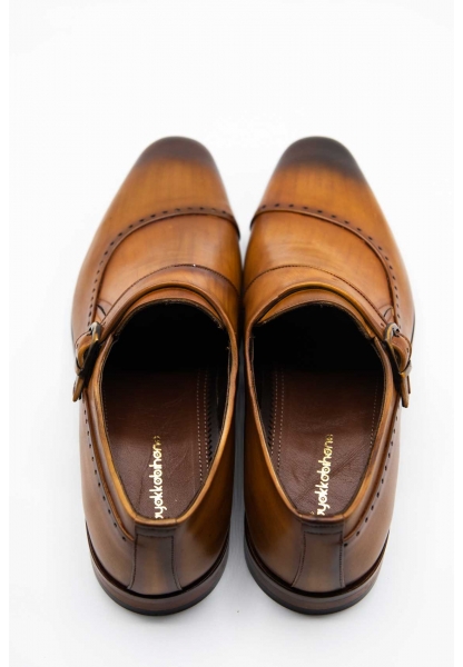 Ayakkabıhane Özel Üretim Kösele Taban Hakiki Deri Taba El Boyama Erkek Klasik Ayakkabı CEK777 EA003