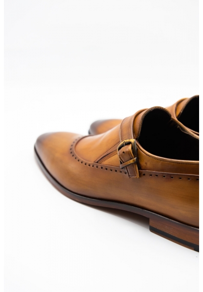 Ayakkabıhane Özel Üretim Kösele Taban Hakiki Deri Taba El Boyama Erkek Klasik Ayakkabı CEK777 EA003