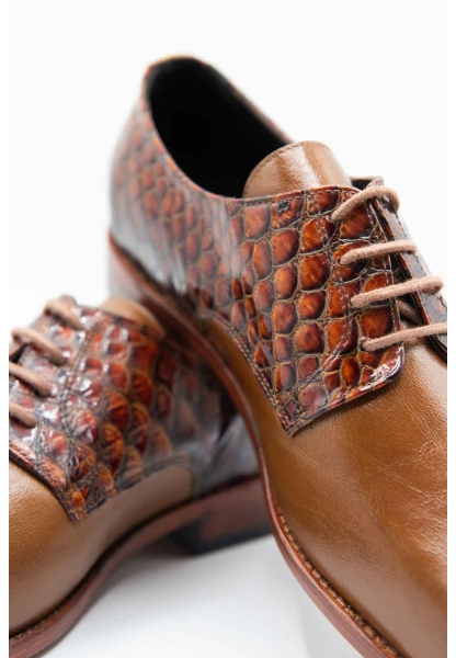 Ayakkabıhane Özel Üretim Kösele Taban Hakiki Bufalo Derisi Taba Erkek Klasik Ayakkabı CEK777 EA004