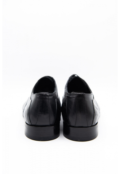 Ayakkabıhane Özel Üretim Kösele Taban Hakiki Deri Siyah Erkek Klasik Ayakkabı CEK777 EA006