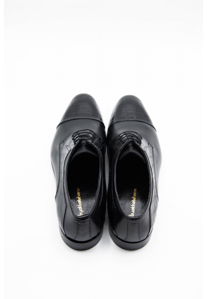 Ayakkabıhane Özel Üretim Kösele Taban Hakiki Deri Siyah Erkek Klasik Ayakkabı CEK777 EA006