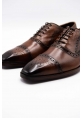 Ayakkabıhane Özel Üretim Kösele Taban Hakiki Deri Kahve El Boyama Erkek Klasik Ayakkabı CEK777 EA008