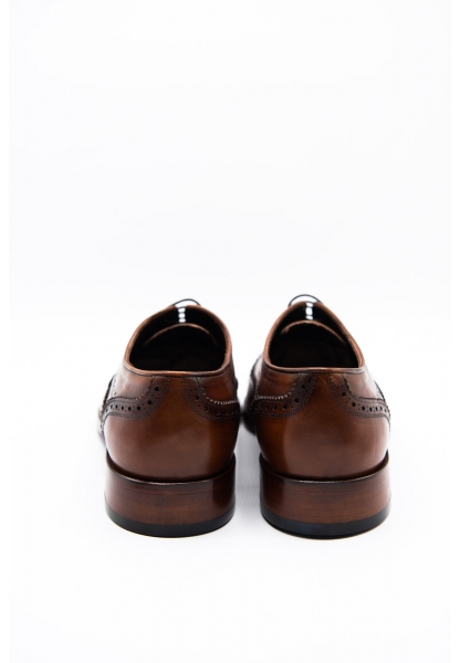Ayakkabıhane Özel Üretim Kösele Taban Hakiki Deri Kahve El Boyama Erkek Klasik Ayakkabı CEK777 EA008
