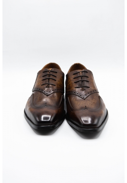 Ayakkabıhane Özel Üretim Kösele Taban Hakiki Deri Taba El Boyama Erkek Klasik Ayakkabı CEK777 EA009