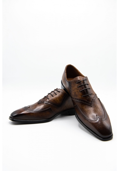 Ayakkabıhane Özel Üretim Kösele Taban Hakiki Deri Taba El Boyama Erkek Klasik Ayakkabı CEK777 EA009