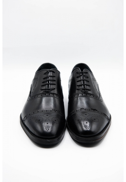 Ayakkabıhane Özel Üretim Kösele Taban Hakiki Deri Siyah Erkek Klasik Ayakkabı CEK777 EA0012