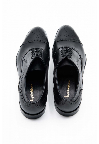 Ayakkabıhane Özel Üretim Kösele Taban Hakiki Deri Siyah Erkek Klasik Ayakkabı CEK777 EA0012