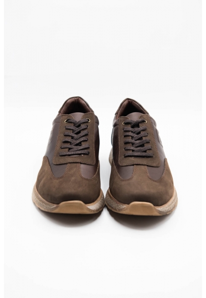 Ayakkabıhane İçi Dışı Hakiki Nubuk Deri Kahve Erkek Spor Sneaker Ayakkabı CEK777 EA014