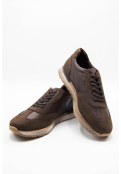 Ayakkabıhane İçi Dışı Hakiki Nubuk Deri Kahve Erkek Spor Sneaker Ayakkabı CEK777 EA014