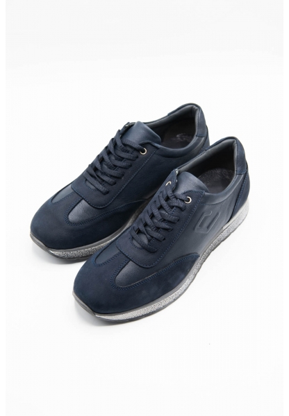 Ayakkabıhane İçi Dışı Hakiki Nubuk Deri Lacivert Erkek Spor Sneaker Ayakkabı CEK777 EA014