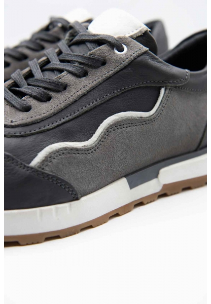 Ayakkabıhane İçi Dışı Hakiki Deri Gri Erkek Spor Sneaker Ayakkabı CEK777 EA015