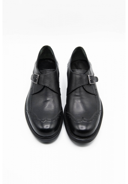 Ayakkabıhane İçi Dışı Hakiki Deri Tokalı Siyah Erkek Günlük Casual Ayakkabı CEK777 EA019