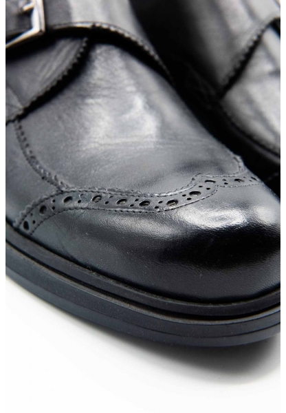 Ayakkabıhane İçi Dışı Hakiki Deri Tokalı Siyah Erkek Günlük Casual Ayakkabı CEK777 EA019