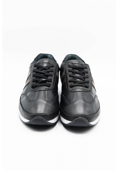 Ayakkabıhane İçi Dışı Hakiki Deri Siyah Erkek Spor Sneaker Ayakkabı CEK777 EA020