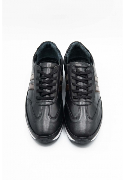 Ayakkabıhane İçi Dışı Hakiki Deri Siyah Erkek Spor Sneaker Ayakkabı CEK777 EA020