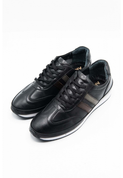 Ayakkabıhane İçi Dışı Hakiki Deri Siyah Erkek Spor Sneaker Ayakkabı CEK777 EA020