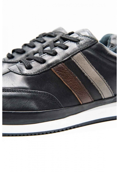 Ayakkabıhane İçi Dışı Hakiki Deri Siyah Erkek Spor Sneaker Ayakkabı CEK777 EA020