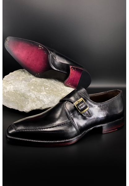 Ayakkabıhane Özel Üretim Balık Sırtı Kösele Taban El İşçiliği Siyah Erkek Klasik Ayakkabı AH0305ÖZEL18