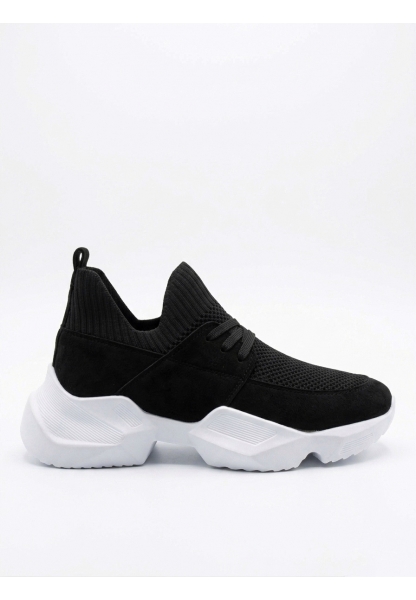 403 Yumuşak Triko Dokulu Yüksek Siyah Taban Spor Ayakkabı 