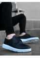 AHN0003 Bağcıklı Klasik Siyah Beyaz Yüksek Taban Casual Erkek Ayakkabı