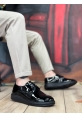 AHN0003 Bağcıklı Klasik  Siyah Siyah Taban Rugan Yüksek Taban Casual Erkek Ayakkabı