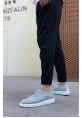 AHN0003 Bağcıklı Klasik Spor Gri Renk Keten Yüksek Taban Casual Erkek Ayakkabı