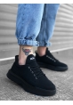 AHN0163 Bağcıklı Erkek Yüksek Taban Siyah Spor Ayakkabı