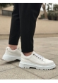 AHN0245 Beyaz Akıllı Lastik Bağcık Yüksek Siyah Taban Günlük Erkek Ayakkabı