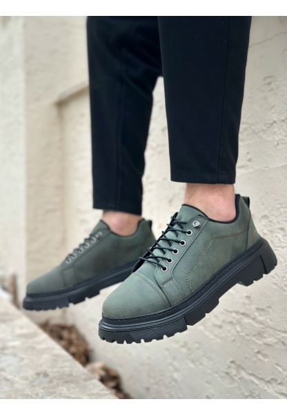 AHN0245 Haki Akıllı Lastik Bağcık Yüksek Taban Günlük Erkek Ayakkabı