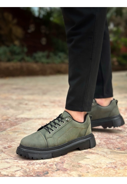 AHN0245 Haki Akıllı Lastik Bağcık Yüksek Taban Günlük Erkek Ayakkabı