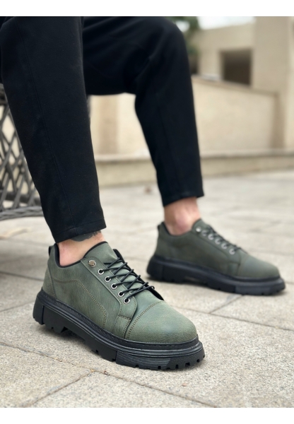AHN0245 Haki Akıllı Lastik Bağcık Yüksek Taban Günlük Erkek Ayakkabı