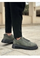 AHN0245 Haki Akıllı Lastik Bağcık Yüksek Taban Günlük Erkek Ayakkabı