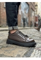AHN0245 Kahverengi Rugan Paraşüt Detaylı Akıllı Lastik Bağcık Yüksek Taban Günlük Erkek Ayakkabı