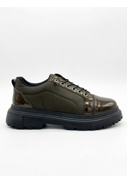 AHN0245 Kahverengi Rugan Paraşüt Detaylı Akıllı Lastik Bağcık Yüksek Taban Günlük Erkek Ayakkabı