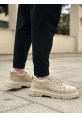 AHN0245 Krem Süet Akıllı Lastik Bağcık Yüksek Taban Günlük Erkek Ayakkabı