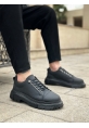 AHN0245 Siyah Akıllı Lastik Bağcık Yüksek Siyah Taban Günlük Erkek Ayakkabı