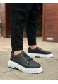 AHN0245 Siyah Akıllı Lastik Bağcık Yüksek Taban Günlük Erkek Ayakkabı