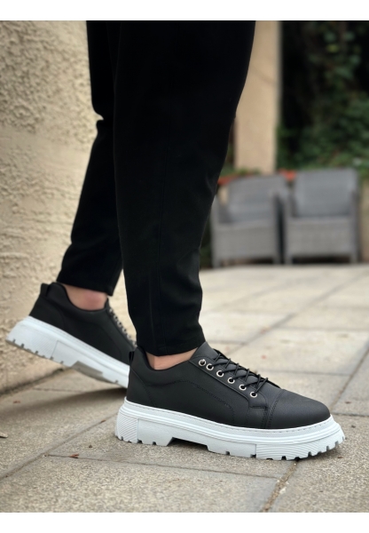AHN0245 Siyah Akıllı Lastik Bağcık Yüksek Taban Günlük Erkek Ayakkabı