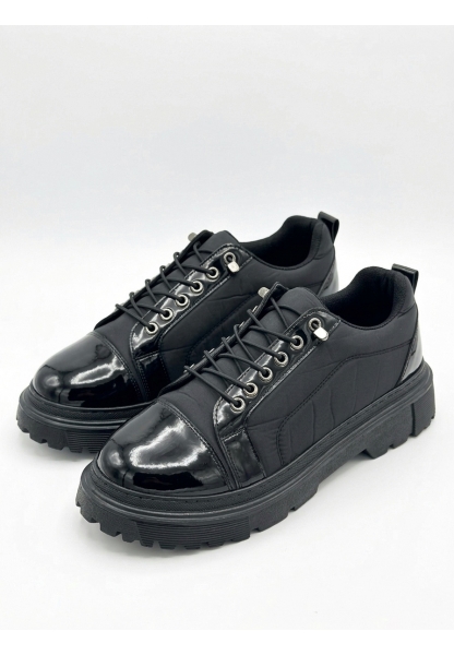 AHN0245 Siyah Rugan Paraşüt Detaylı Akıllı Lastik Bağcık Yüksek Taban Günlük Erkek Ayakkabı