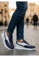 AHN0246 Lacivert Bağcıklı Yüksek Beyaz Taban Günlük Erkek Ayakkabı