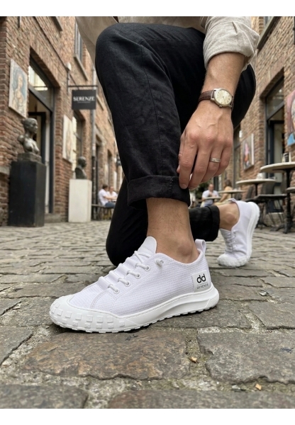 AHN0248 AHN Beyaz Esnek Bağcıklı Ultra Hafif Nefes Alan Sneaker Ayakkabı