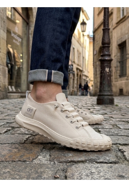 AHN0248 AHN Krem Esnek Bağcıklı Ultra Hafif Nefes Alan Sneaker Ayakkabı