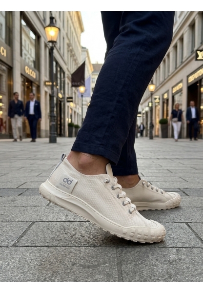 AHN0248 AHN Krem Esnek Bağcıklı Ultra Hafif Nefes Alan Sneaker Ayakkabı
