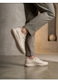 AHN0248 AHN Krem Esnek Bağcıklı Ultra Hafif Nefes Alan Sneaker Ayakkabı