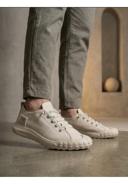 AHN0248 AHN Krem Esnek Bağcıklı Ultra Hafif Nefes Alan Sneaker Ayakkabı