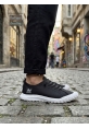 AHN0248 AHN Siyah Beyaz Taban Esnek Bağcıklı Ultra Hafif Nefes Alan Sneaker Ayakkabı